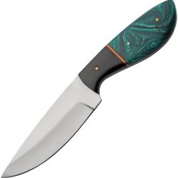 Couteau Verdant River Hunter Lame Inox Manche R&eacute;sine Verte et Corne de Buffle &Eacute;tui Cuir PA203521