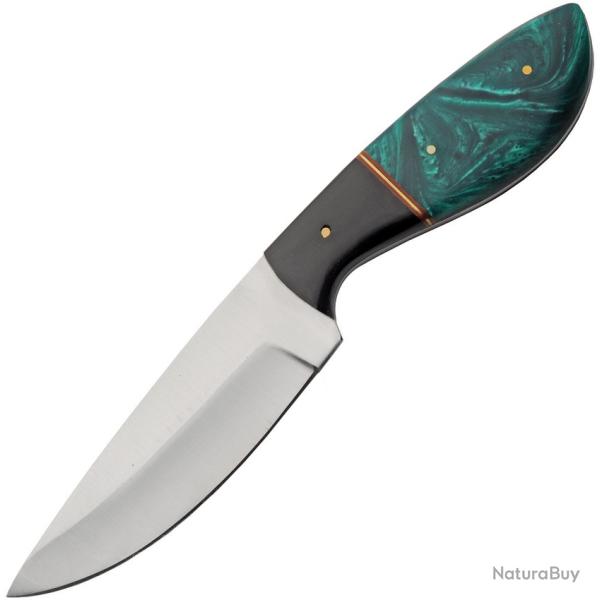 Couteau Verdant River Hunter Lame Inox Manche R�sine Verte et Corne de Buffle �tui Cuir PA203521