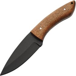 Couteau Fixe Babool Hunter Lame Acier Carbone Manche Bois &Eacute;tui Cuir PA203543
