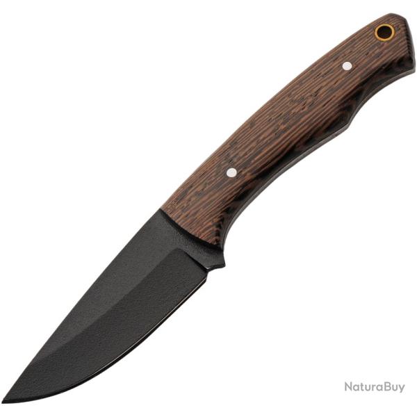 Couteau Fixe Blacksmith Hunter Lame Acier Carbone Drop Point Manche Bois Marron �tui Cuir PA203544