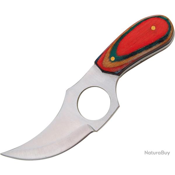 Couteau Fixe Short Skinner Lame Acier Manche Bois �tui Cuir PA2989
