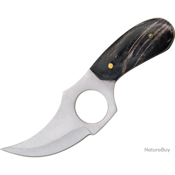 Couteau Fixe Short Skinner Lame Acier Manche Corne �tui Cuir PA2989BK