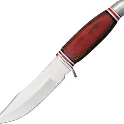 Couteau Fixe Small Tiger Skinner Lame Inox Manche Bois &Eacute;tui Simili-cuir PA3285
