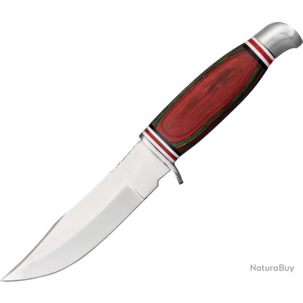 Couteau Fixe Small Tiger Skinner Lame Inox Manche Bois �tui Simili-cuir PA3285