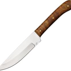 Couteau Fixe Patch Lame Inox Manche Bois Marron &Eacute;tui Cuir PA3294