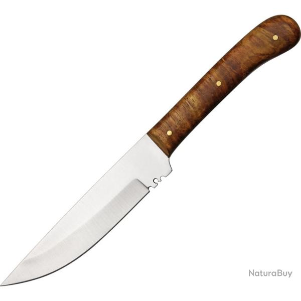 Couteau Fixe Patch Lame Inox Manche Bois Marron �tui Cuir PA3294