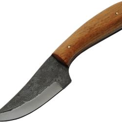 Couteau Fixe Lame Acier 1045 Manche Bois Marron &Eacute;tui Cuir PA4451