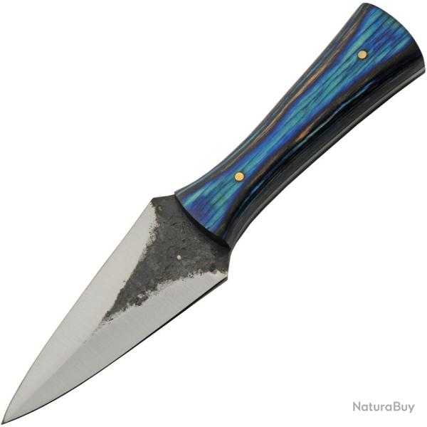 Couteau Fixe Arrowhead Lame Acier 1045 Manche Bois Noir et Bleu �tui Cuir PA4452
