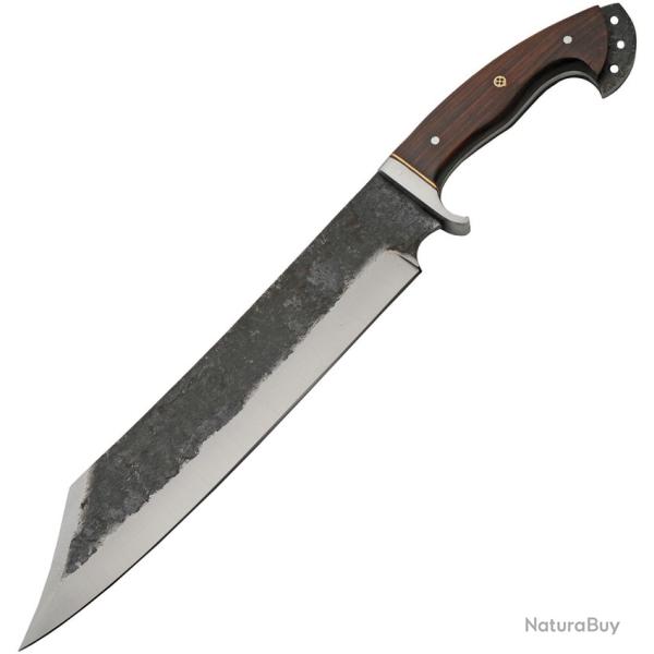 Couteau Fixe Blacksmith's Bowie Lame Acier Carbone Manche Bois Marron �tui Cuir PA4462