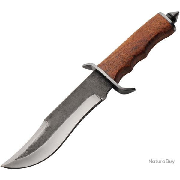 Couteau Fixe Bowie Lame Acier Carbone Manche Bois Marron �tui Cuir PA4473