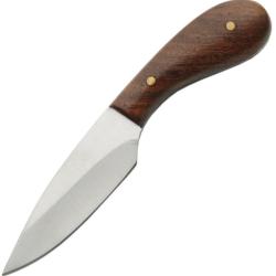 Couteau Fixe Patch Lame Inox Drop Point Manche Loupe Marron &Eacute;tui Cuir PA7989