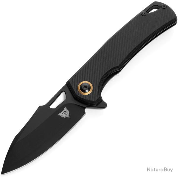 Couteau Pliant Patriot Tactical Shadowhawk Lame Inox Drop Point Manche G10 Noir Linerlock PTCSHBK