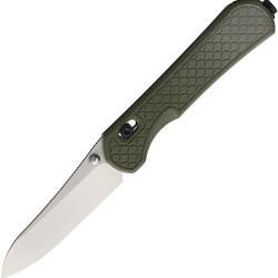 Couteau Piratech Knives Kraki Lite Lame Acier CPM-S30V Manche G10 Vert Olive Crossbar Lock PRTK03L2