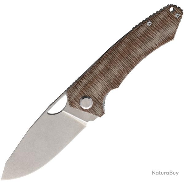 Couteau Pliant PMP Knives Spartan Lame Acier N690 Manche Micarta Marron Linerlock PMP015