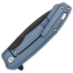 Couteau Pliant QSP Knife Woodpecker Lame Acier M390 Manche Titane Bleu Framelock QS116C2II