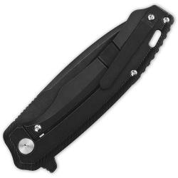 Couteau Pliant QSP Knife Woodpecker Lame Acier M390 Manche Titane Noir Framelock QS116D2II