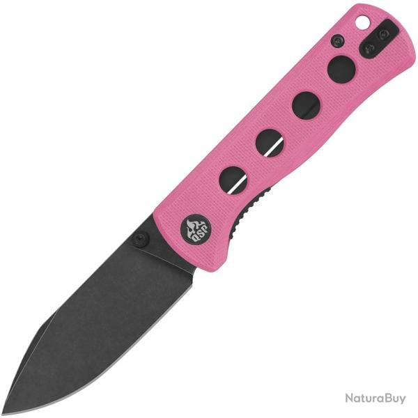 Couteau Pliant QSP Knife Canary Lame Acier 14C28N Drop Point Manche G10 Rose Linerlock QS150H2
