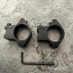 2 supports- colliers pour rail Picatinny 11mm ( lunette avec tube diam. 25,4mm)