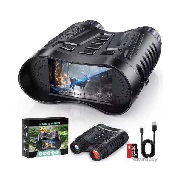 Jumelles Vision Nocturne 4K HD | Zoom 8X | �cran 3,2" Infrarouge Chasse & Aff�t