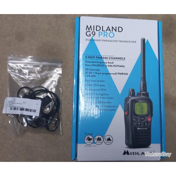 Talkie-Walkie MIDLAND G9 PRO + KIT Micro-Oreillette