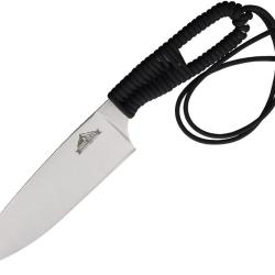Couteau Ontario Hunt Plus Camp Lame Inox Drop Point Manche Cordelette Noire &Eacute;tui Nylon ON9717BLK