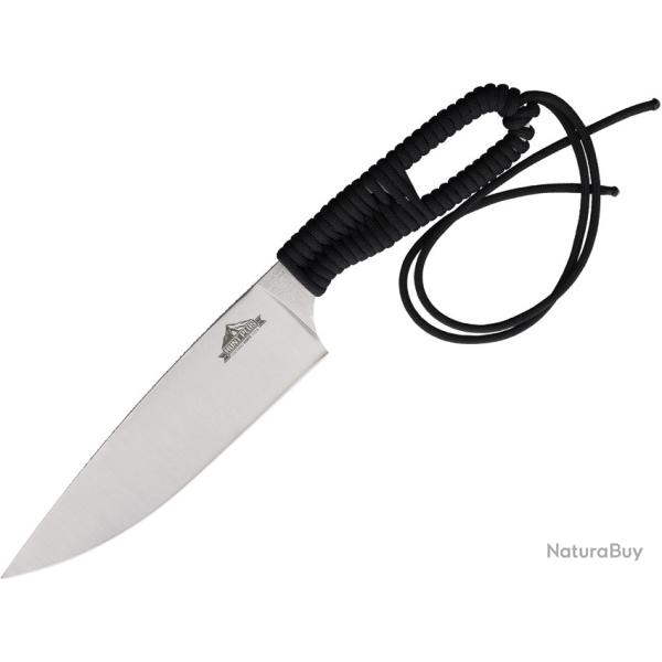 Couteau Ontario Hunt Plus Camp Lame Inox Drop Point Manche Cordelette Noire �tui Nylon ON9717BLK