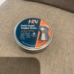 H&N Field Target Trophy Green 4.5mm, 200 plombs en &eacute;tain 0.37g