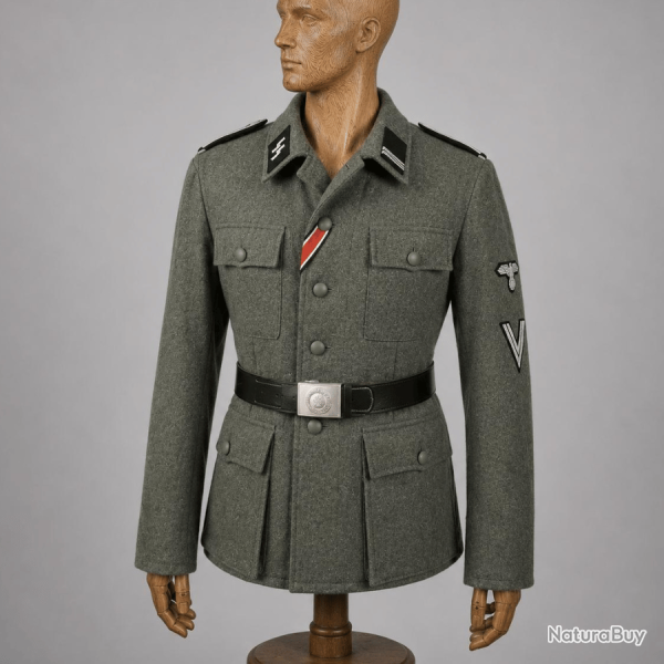 Vareuse M43 Waffen-SS Feldgrau avec Insignes - Hector Heritage - Reproduction WW2 M