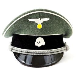 Visor Cap d'Officier Waffen-SS en Laine Feldgrau - Schirmm&uuml;tze - Reproduction WW2 Sans, 58