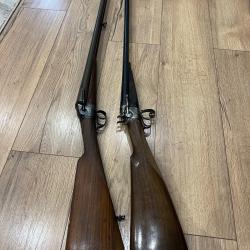 Lot de 2 fusil &agrave; syst&egrave;me rotary collection cat&eacute;gorie D percussion centrale 12 et 16