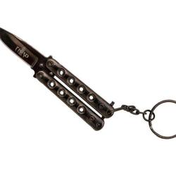 THIRD PORTE CLES PAPILLON 5.5CM TOUT INOX NOIR
