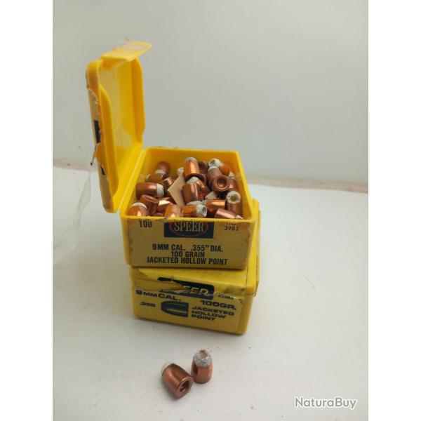 Ogives speer 9mm 100grs jhp