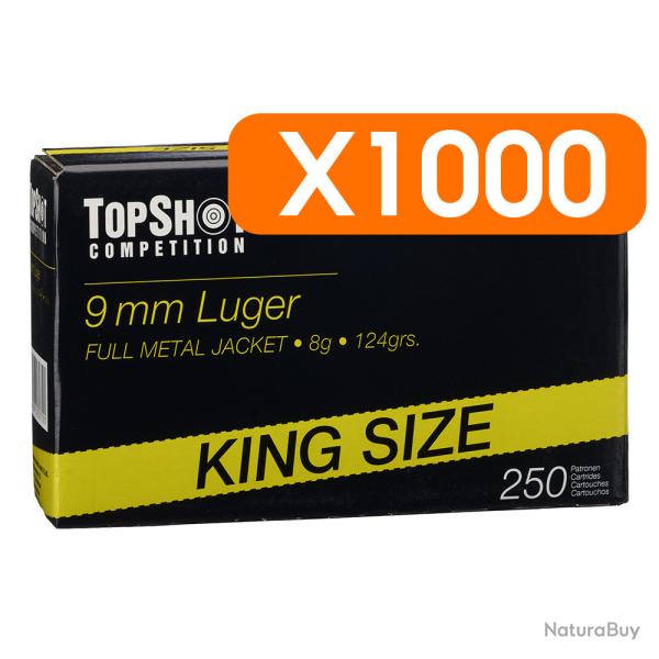 Pack 1000 cartouches 9mm Luger FMJ 8,0g/124grs. TOPSHOT Competition - Livraison gratuite NL43
