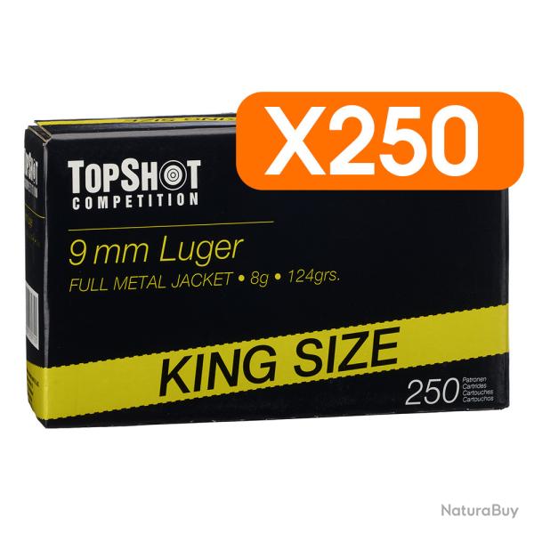 Pack 250 cartouches 9mm Luger FMJ 8,0g/124grs. TOPSHOT Competition - Livraison gratuite NL43