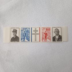 4 timbres neufs 0,50 francs hommage au G&eacute;n&eacute;ral De Gaulle 1971