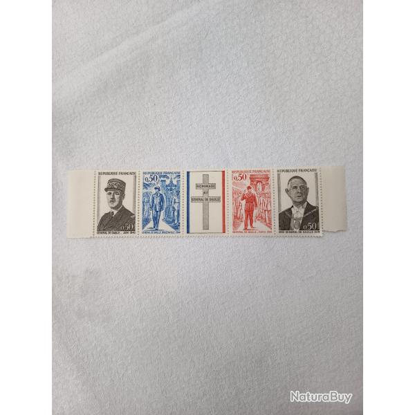 4 timbres neufs 0,50 francs hommage au G�n�ral De Gaulle 1971