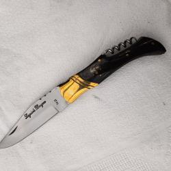 couteau de poche Laguiole Bougna manche corne noire avec tire bouchon