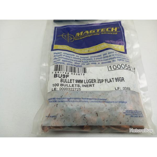 Ogives magtech 9mm 95grs jsp flat