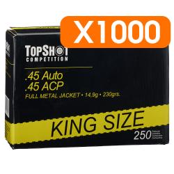 Pack 1000 cartouches .45 ACP FMJ 14,9g/230grs. TOPSHOT Competition - Livraison gratuite NL43