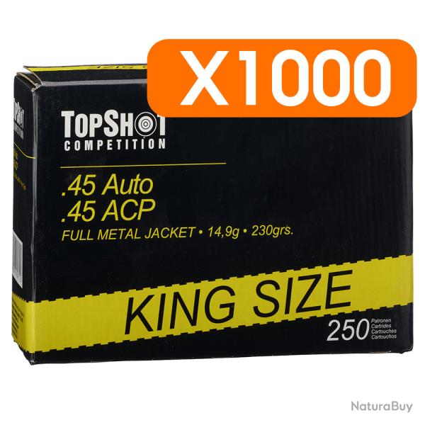 Pack 1000 cartouches .45 ACP FMJ 14,9g/230grs. TOPSHOT Competition - Livraison gratuite NL43