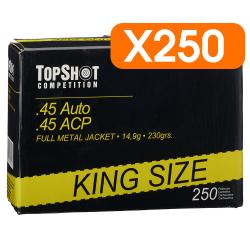 Pack 250 cartouches .45 ACP FMJ 14,9g/230grs. TOPSHOT Competition - Livraison gratuite NL43
