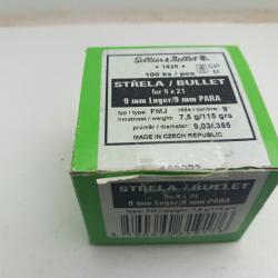 Ogives sellier bellot 9mm 115grs fmj
