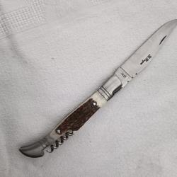 Couteau de poche avec tire bouchon plaquettes bois de cerf
