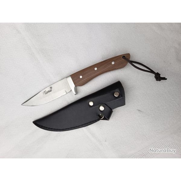 couteau de chasse L�opard 24,5 cm poign�e bois de Teck