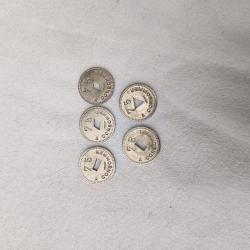lot n&deg;1- 5 anciens jetons circulaires Volant 75 &agrave; consommer