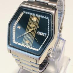 Montre Vintage Seiko 5 Automatique Cal. 6309, Bo&icirc;tier Octogonal, Cadran Noir et Or