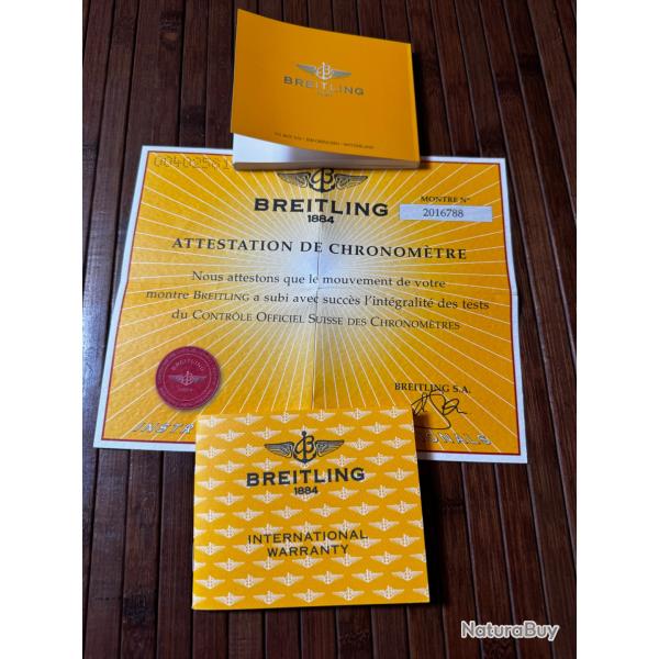 Set Papiers d'Origine BREITLING for BENTLEY 6.75 - Manuel, Garantie & Certificat COSC Match�