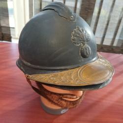 Beau casque Adrian mod&egrave;le 1915 de l'Infanterie - WW1 - coiffe cuir du 2&egrave;me type