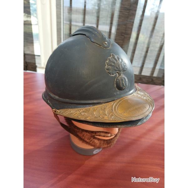 Beau casque Adrian mod�le 1915 de l'Infanterie - WW1 - coiffe cuir du 2�me type
