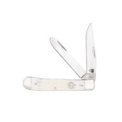 Couteau Cobratec Trapper Lame Acier VG-10 Manche Os Blanc Slip Joint CBTTRPWHBN